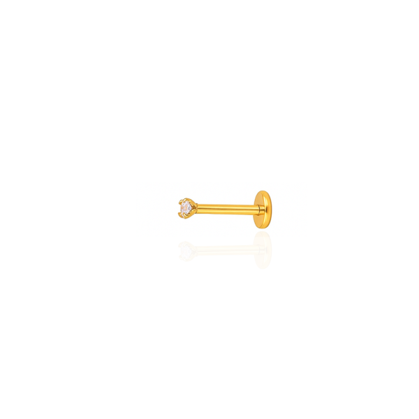 Ponto de Luz c/ garra aço pvd gold 6mm, pedra 2mm