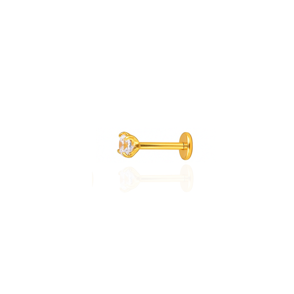 Ponto de Luz c/ garra aço pvd gold 6mm, pedra 4mm