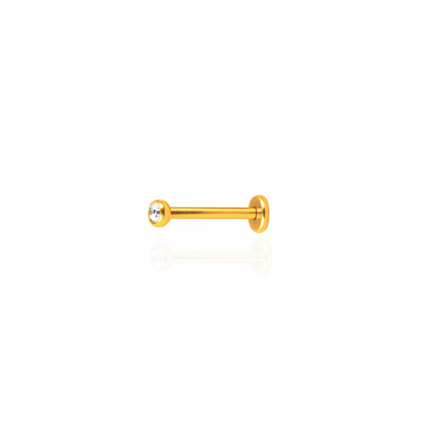 Ponto de Luz s/ garra aço pvd gold 8mm, pedra 3mm
