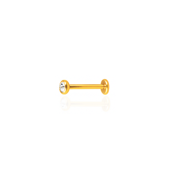 Ponto de Luz s/ garra aço pvd gold 8mm, pedra 4mm