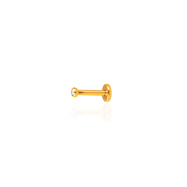 Ponto de Luz s/ garra aço pvd gold 6mm, pedra 2mm