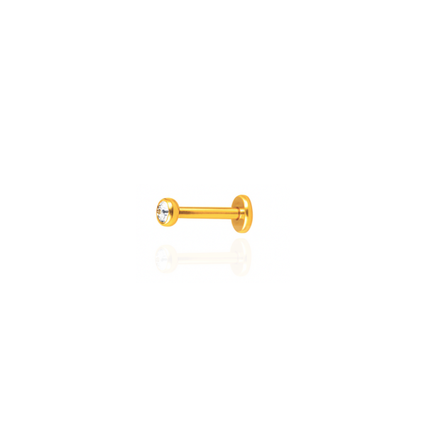 Ponto de Luz s/ garra aço pvd gold 6mm, pedra 3mm