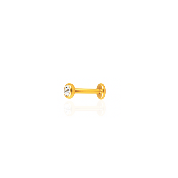 Ponto de Luz s/ garra aço pvd gold 6mm, pedra 4mm