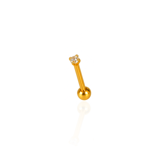 Ponto de Luz micro reto aço pvd gold 8mm, pedra 2mm