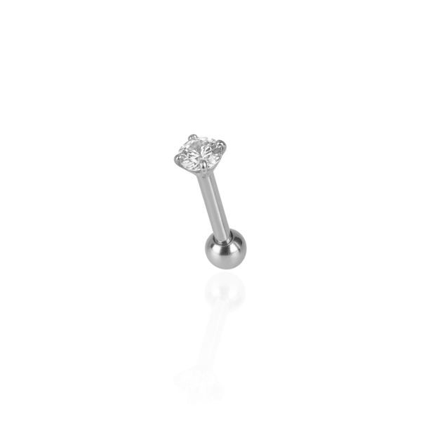 Ponto de Luz micro reto aço natural 8mm, pedra 3mm