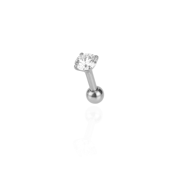 Ponto de Luz micro reto aço natural 6mm, pedra 4mm