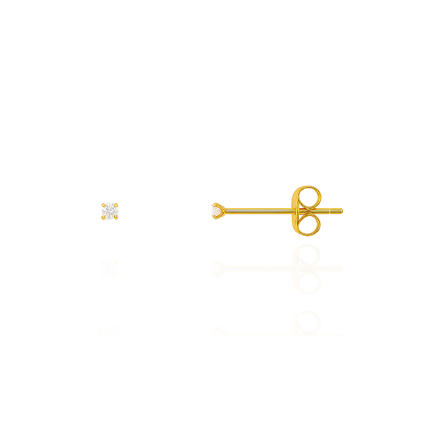 Par de brinco aço pvd gold pedra 2mm