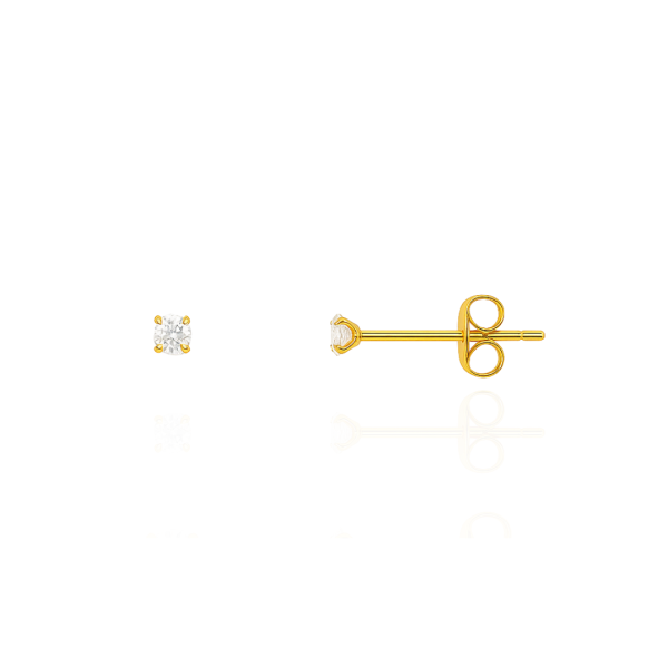 Par de brinco aço pvd gold pedra 3mm