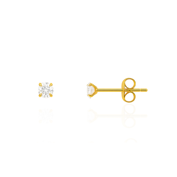 Par de brinco aço pvd gold pedra 4mm