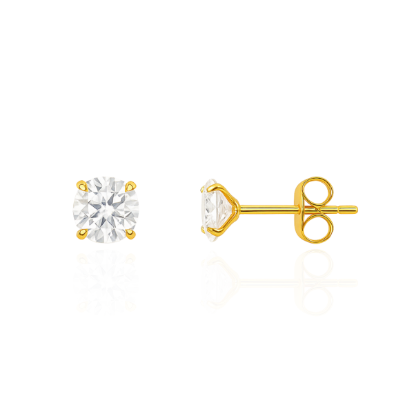 Par de brinco aço pvd gold pedra 6mm