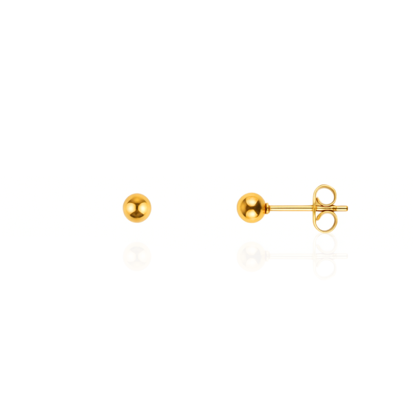 Par de brinco aço pvd gold esfera 4mm