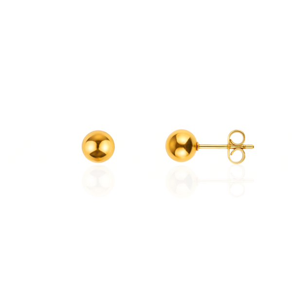 Par de brinco aço pvd gold esfera 6mm