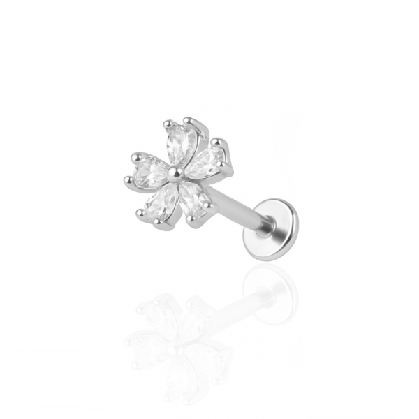 Piercing flor grande aço natural