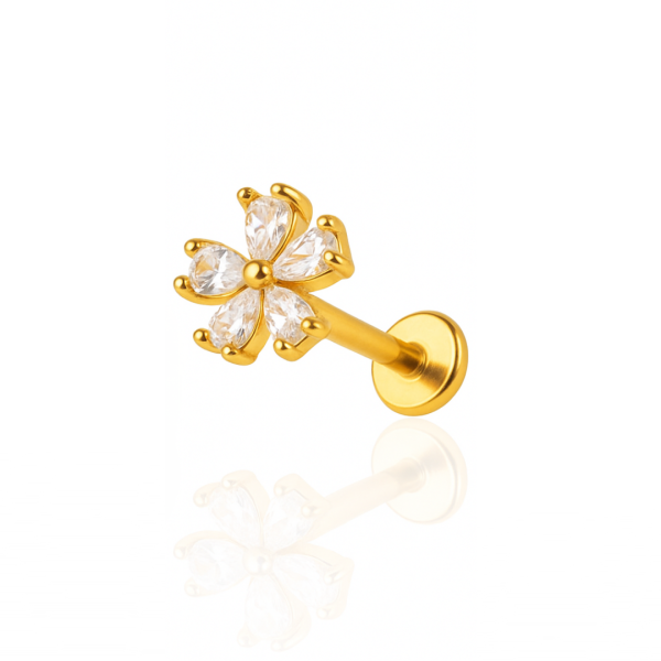 Piercing flor grande aço pvd gold