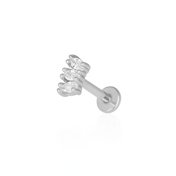 Piercing três pedras pequenas aço natural