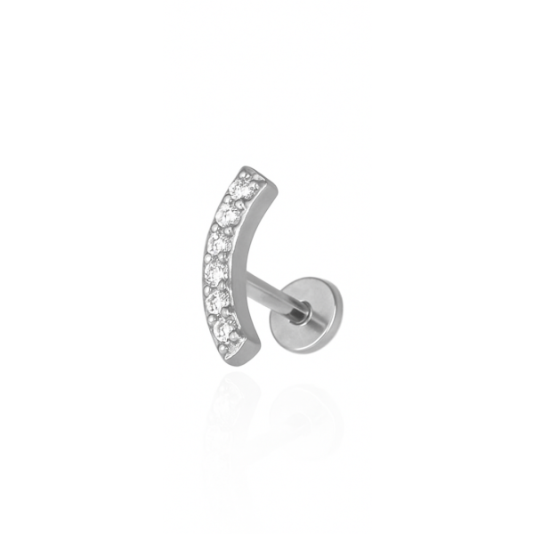 Piercing barra curva cravejada aço natural