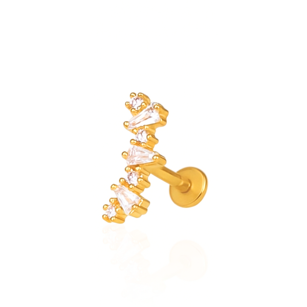 Piercing cristais aço pvd gold