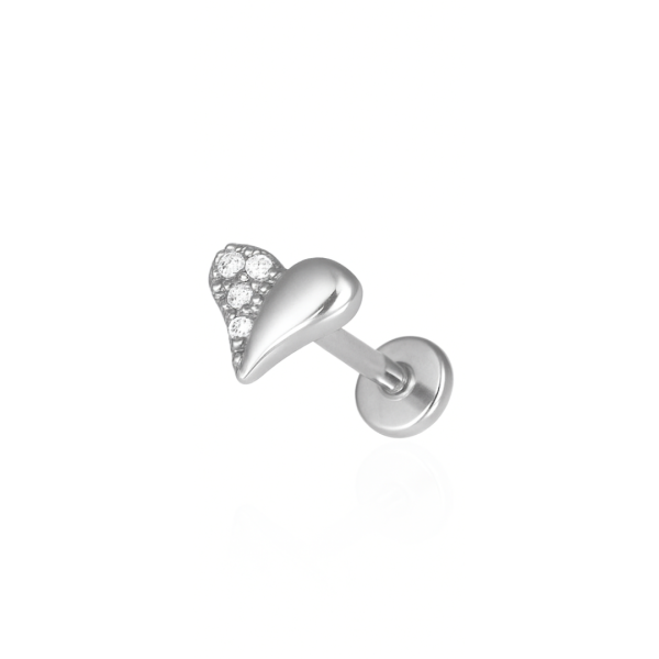 Piercing coração duas partes aço natural