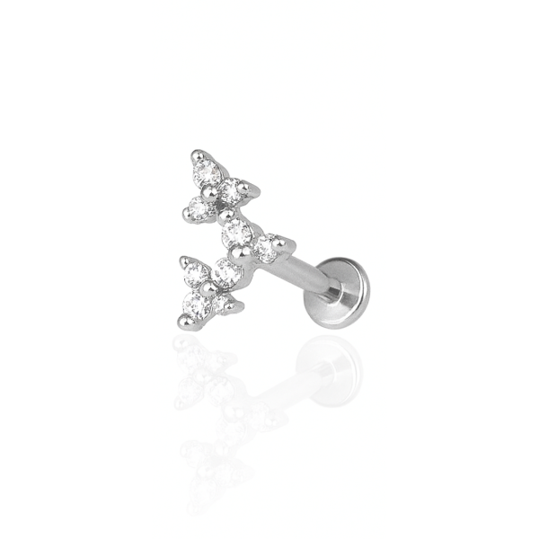 Piercing tripla flor aço natural