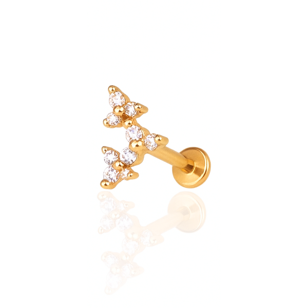 Piercing tripla flor aço pvd gold