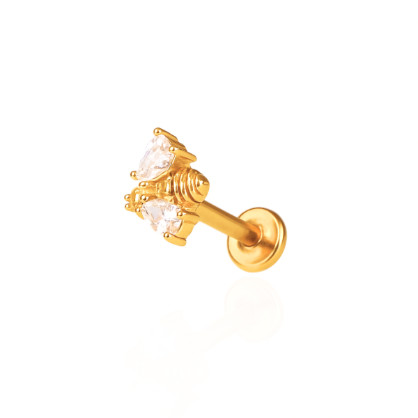 Piercing abelha aço pvd gold