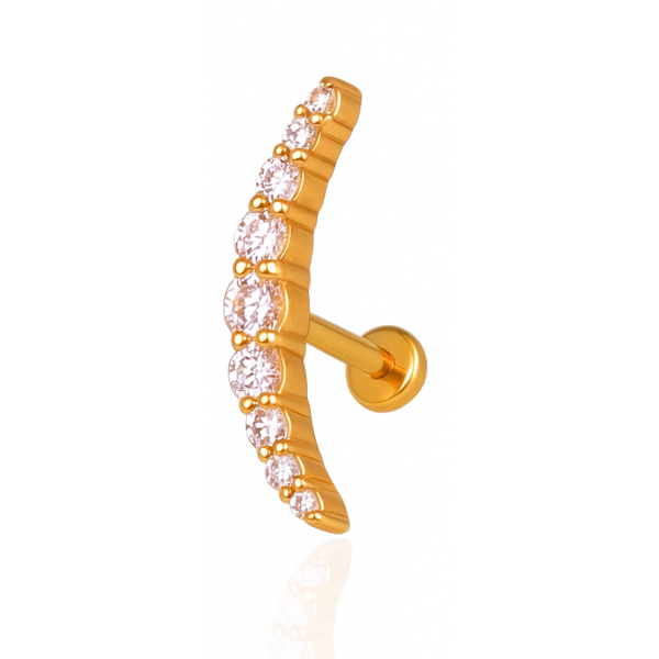 Cluster grande cravejado aço pvd gold