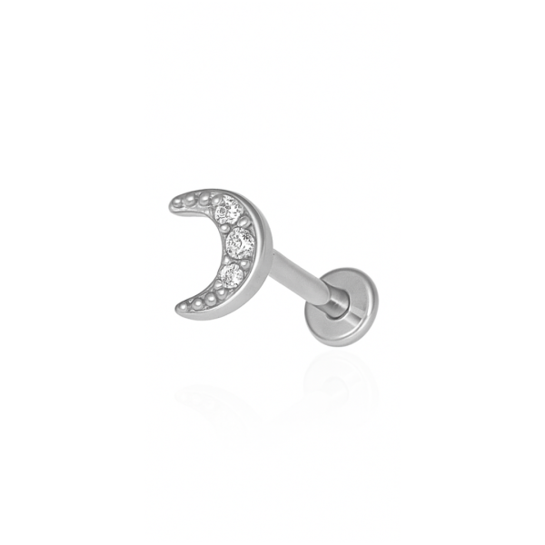 Piercing lua cravejada aço natural