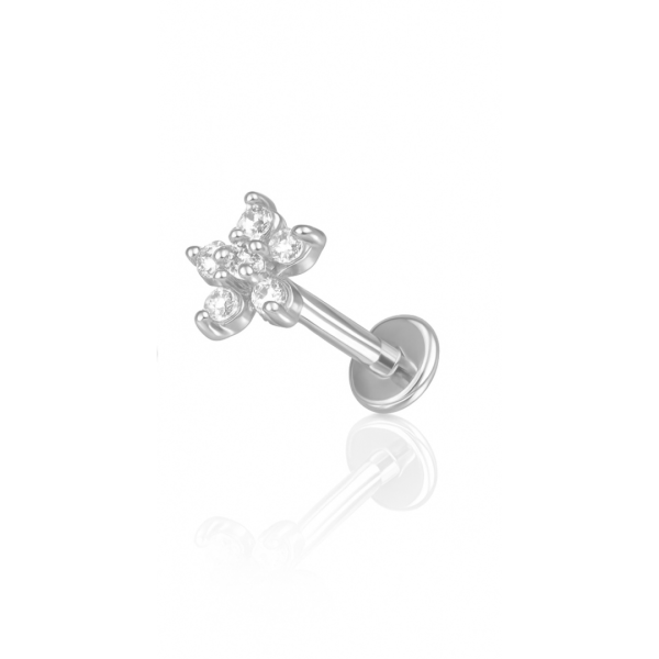 Piercing flor cinco pétalas aço natural