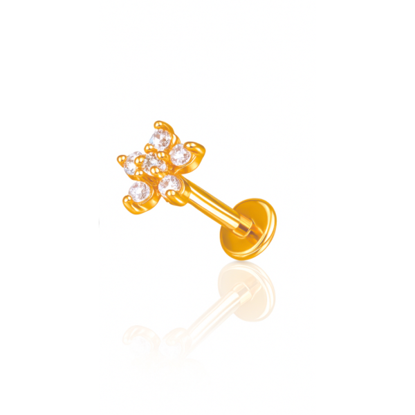 Piercing flor cinco pétalas aço pvd gold