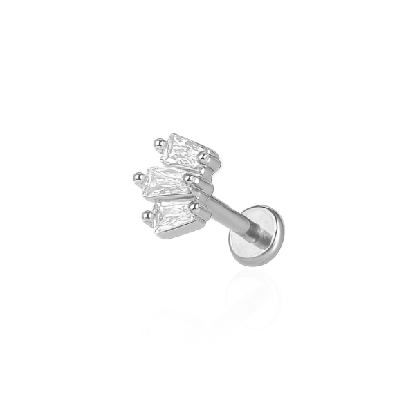 Piercing escudo três pedras aço natural
