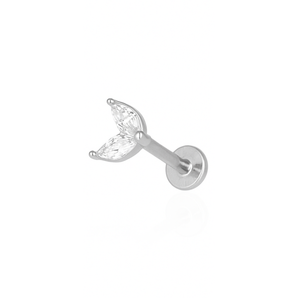 Piercing duas pétalas aço natural