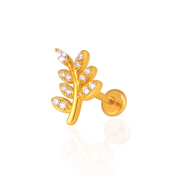 Piercing galho sete folhas aço pvd gold
