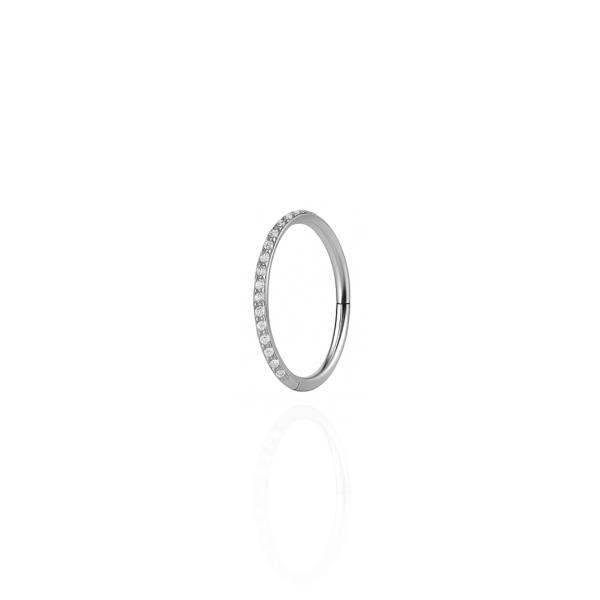 Argola cravejada titânio natural 12mm