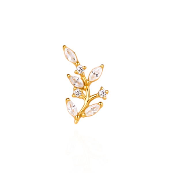 Piercing galho oito folhas aço pvd gold