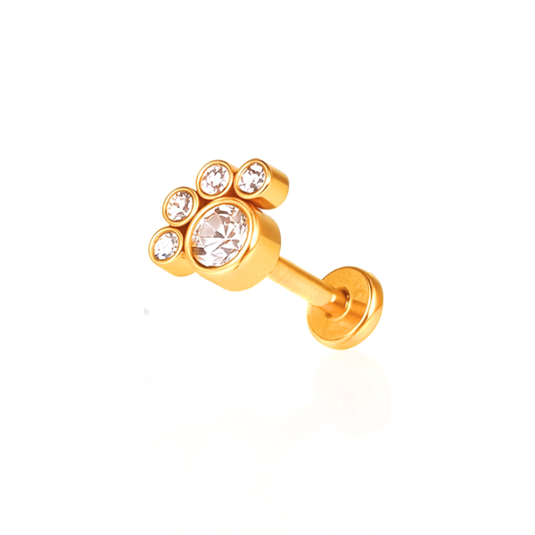 Piercing patinha quatro dedos aço pvd gold