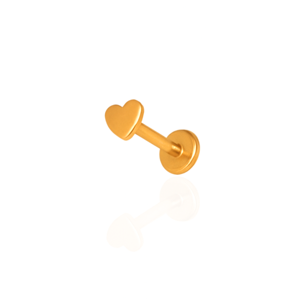 Piercing coração liso aço pvd gold