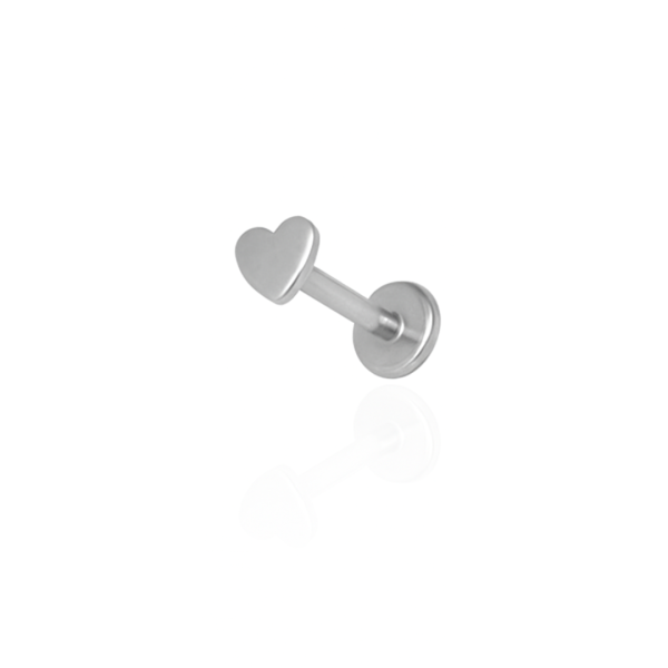 Piercing coração liso aço natural