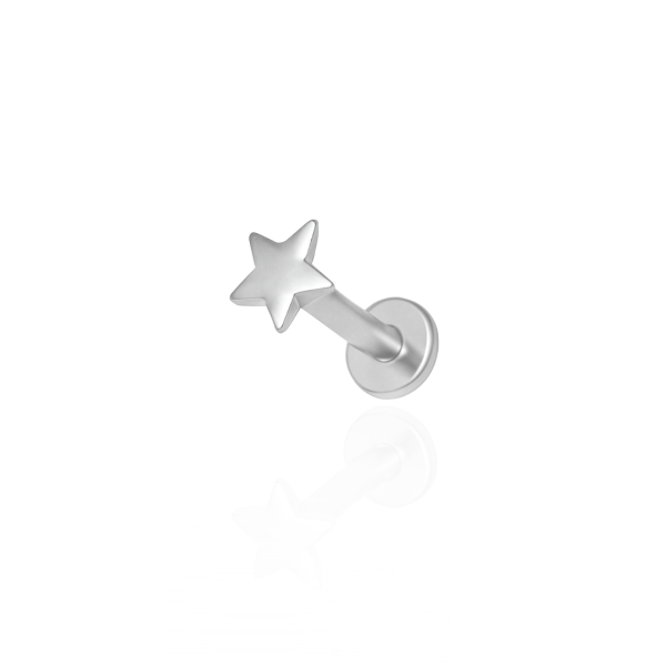 Piercing estrela lisa aço natural