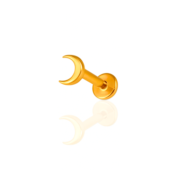 Piercing lua lisa aço pvd gold
