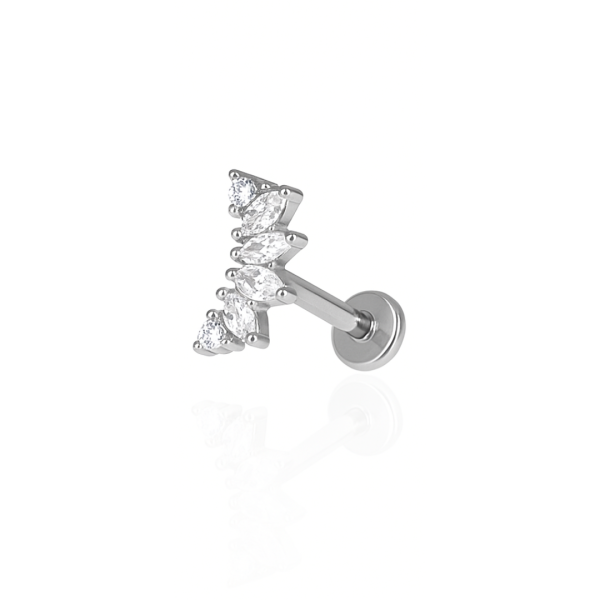 Piercing coroa seis pedras aço natural