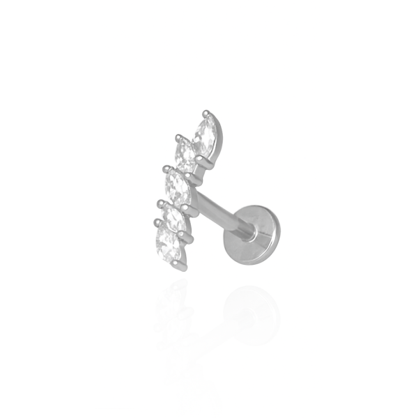 Piercing cinco pedras aço natural