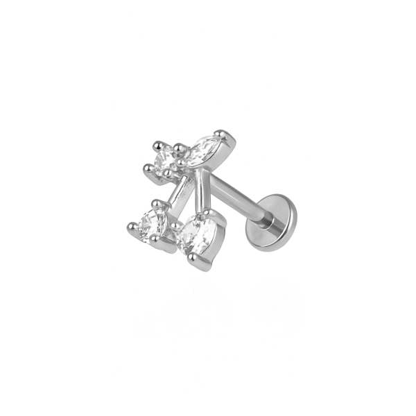 Piercing galho cereja aço natural