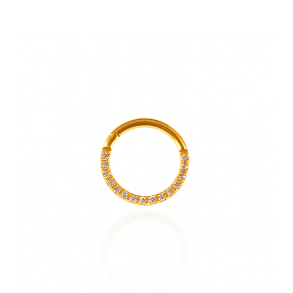 Argola cravejada para Daith aço pvd gold 8mm