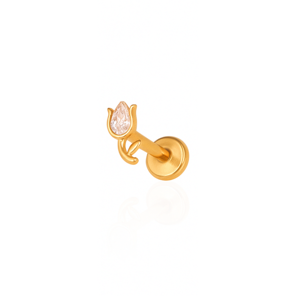Piercing rosa pequena aço pvd gold