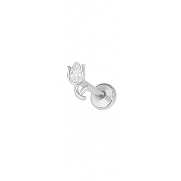 Piercing rosa pequena aço natural