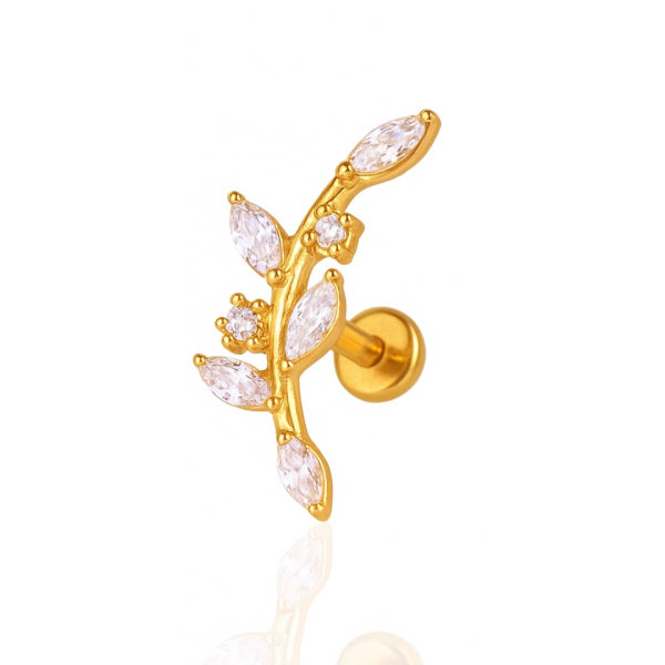 Piercing galho grande aço pvd gold