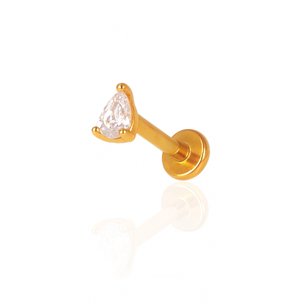 Piercing pedra gota aço pvd gold