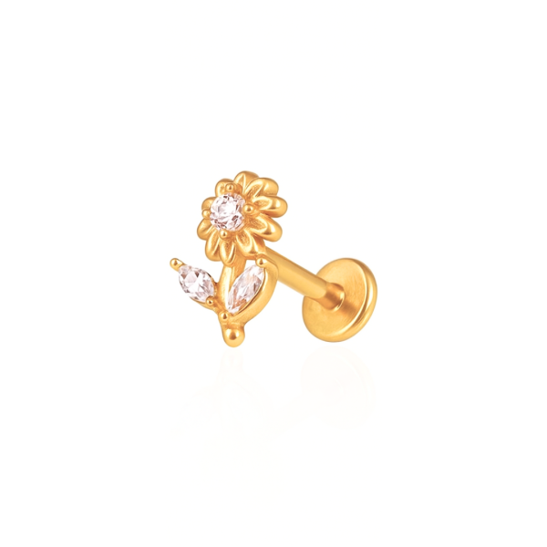 Piercing girassol aço pvd gold