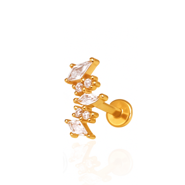 Piercing cristais aço pvd gold