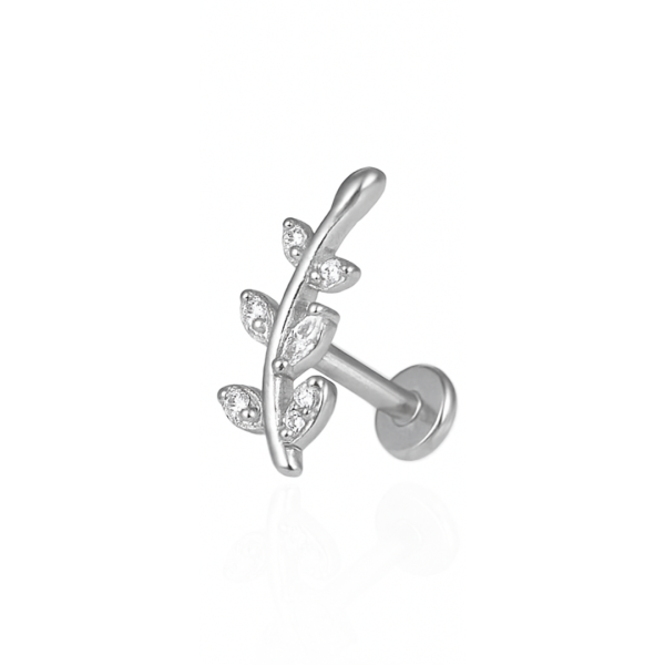 Piercing galho sete folhas aço natural